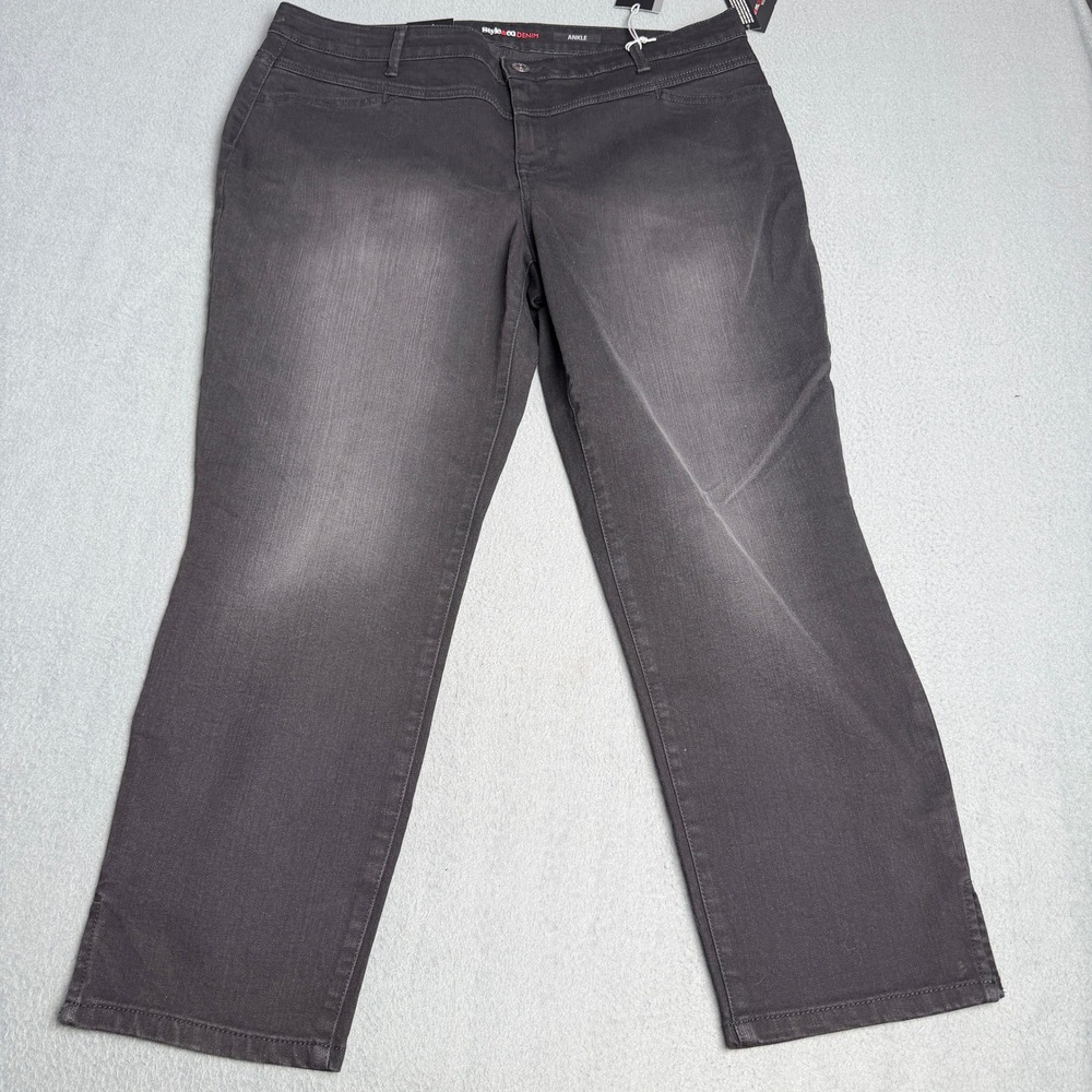 Style & Co Denim Womens 18W Black Rinse Ankle Jeans Mid Rise Stretch 54581BR181